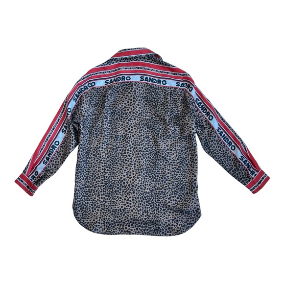SANDRO Animal Print Oversized Silk Blouse - Picture 3 of 11